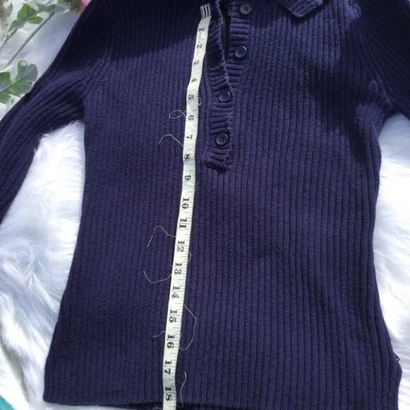 American Eagle Outfitters Dark Blue Ribbed Sweater Medium Long Sleeve Cotton M - Picture 3 of 7